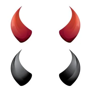 Vector Red and black devil horns isolated 스톡 일러스트