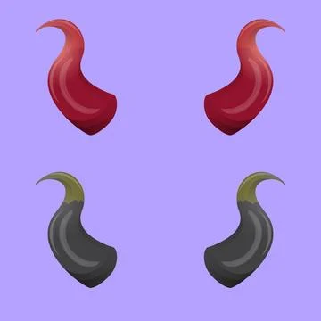 Vector Red and black devil, demon, satan horns isolated on blue background イラスト素材