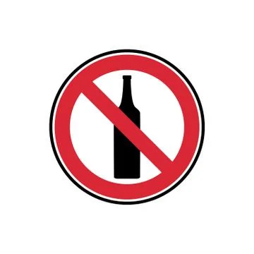 Vector red and black prohibited symbol do not drink isolated on white backgro Stock Illustration