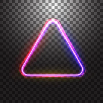 Vector red and blue neon glowing triangle frame with round corner. Isolated o Illustrazione stock