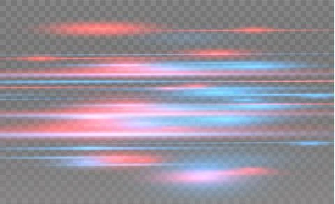 Vector red and blue special effect. Luminous stripes on a transparent background Illustrazione stock