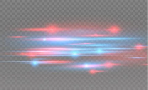 Vector red and blue special effect. Luminous stripes on a transparent background Stock Illustration