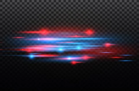 Vector red and blue special effect. Luminous stripes on a transparent background Stock Illustration