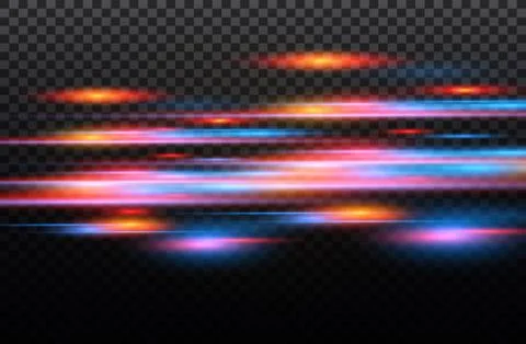 Vector red and blue special effect. Luminous stripes on a transparent background Stock Illustration