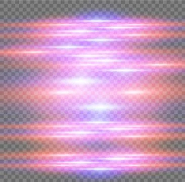 Vector red and blue special effect. Luminous stripes on a transparent background Stock Illustration