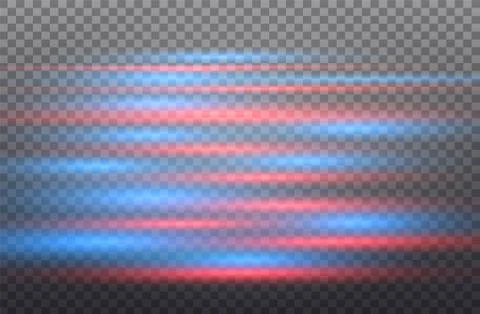 Vector red and blue special effect. Luminous stripes on a transparent background Stock Illustration