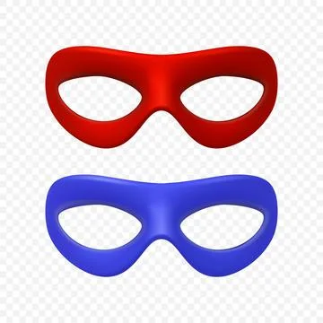 Vector Red and Blue Super Hero Mask Set. Face Character, Superhero Comic Book Illustrazione stock