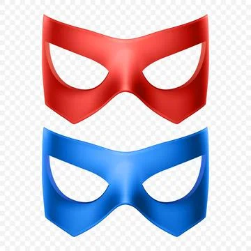 Vector Red and Blue Super Hero Mask Set. Face Character, Superhero Comic Book Stock Illustration