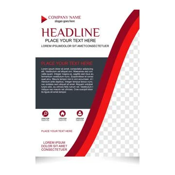 Vector Red and White Brochure Flyer design Layout template, size A4, Curve .. Stock Illustration