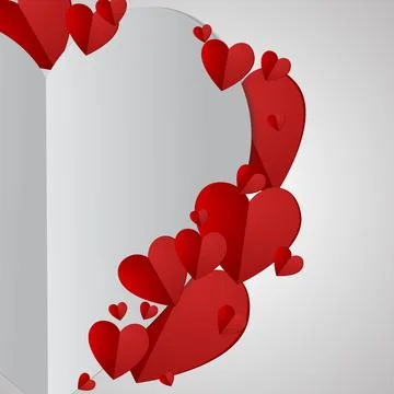 Vector : Red and white hearts on gray background Stock Illustration