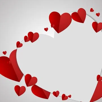 Vector : Red and white hearts on gray background Stock Illustration