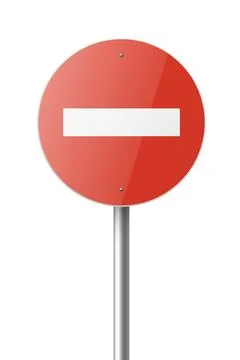 Vector Red and White Round Prohibition Sign Icon. Stop Traffic Sign Frame Stock Illustration