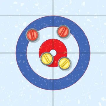 Vector red and yellow curling stones Stock Illustration