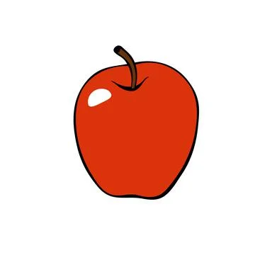 Vector red apple in flat doodle style. Hand drawn isolated fruit. Clipart, sy Stock-Illustration