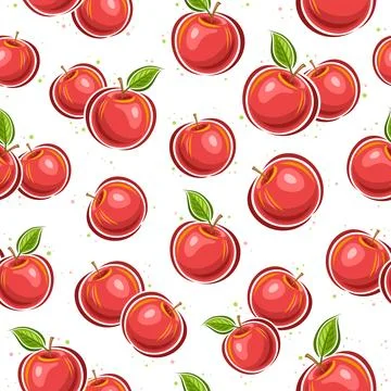 Vector Red Apple seamless pattern Stock Illustration