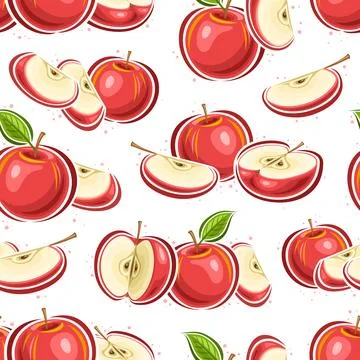 Vector Red Apples seamless pattern Stock Illustration