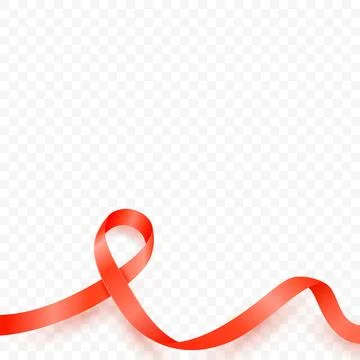 Vector Red Awareness Ribbon with Loop and Curve. Realistic 3D Vector Symbol of Stock Illustration
