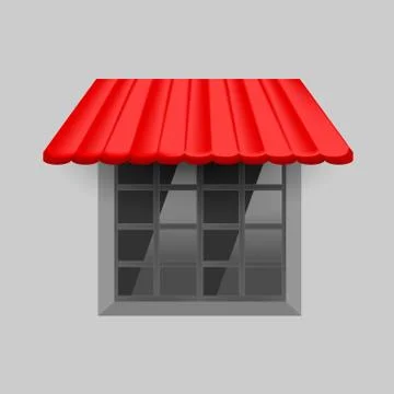 Vector red awning on window Stock Illustration