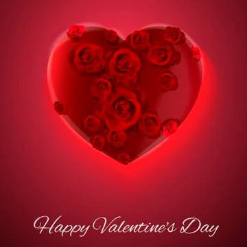 Vector. Red background. Postcard heart. I love you. Flowers. Valentine's day Stock Illustration