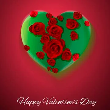 Vector. Red background. Postcard heart. I love you. Flowers. Valentine's day イラスト素材