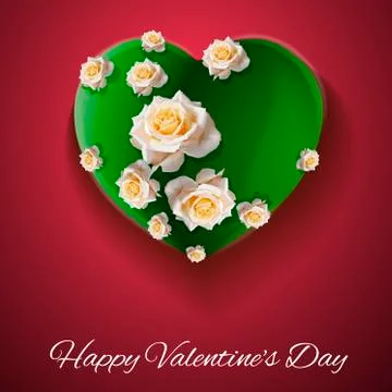 Vector. Red background. Postcard heart. I love you. Flowers. Valentine's day Stock Illustration