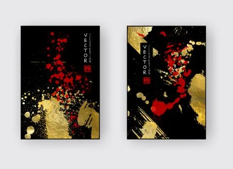 Vector Red, Black and Gold Design Templates for Brochures. Golden Abstract Mo Illustrazione stock
