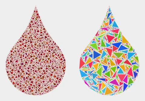 Vector Red Blood Drop Mosaic Icon of Triangle Elements Stock Illustration