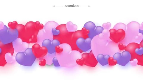 Vector red blue hearts seamless pattern background 스톡 일러스트