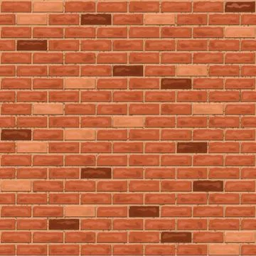Vector red brown realistic brick wall seamless pattern. 스톡 일러스트