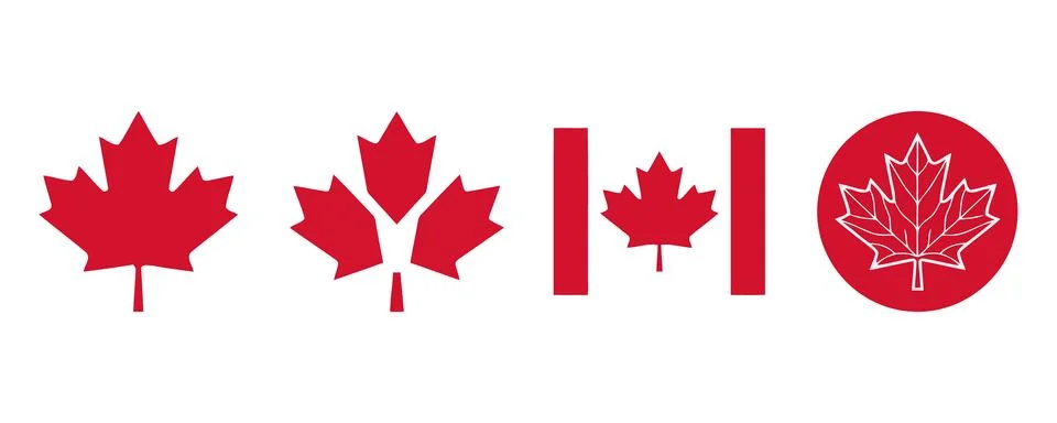 Vector of Red canadian maple leaf vector icons set イラスト素材