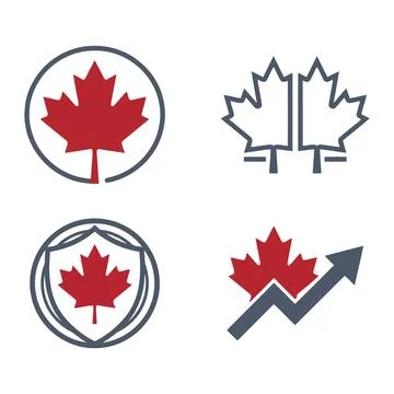 Vector of Red canadian maple leaf vector icons set イラスト素材