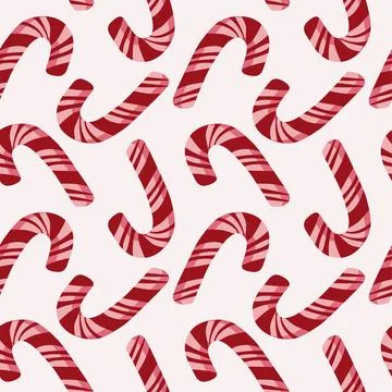 Vector red candy canes seamless pattern. Christmas design. Stock Illustration