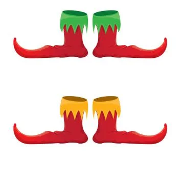 Vector red cartoon christmas elf shoes collection icon isolated on transparent 스톡 일러스트