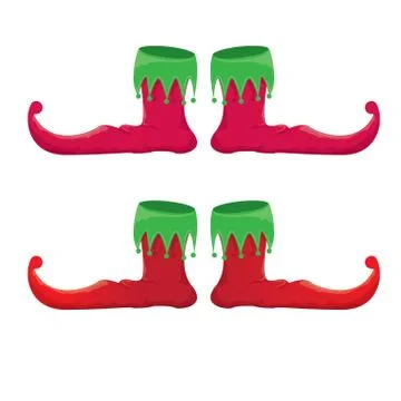 Vector red cartoon christmas elf shoes collection icon isolated on transparent Stock Illustration
