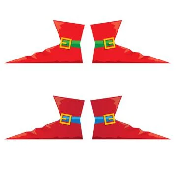 Vector red cartoon christmas elf shoes collection icon isolated on transparent 스톡 일러스트