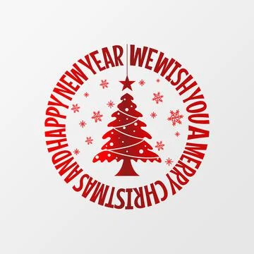 Vector of Red Christmas ball, Merry Christmas Typographic Poster. Stock Illustration