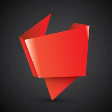 Vector red christmas origami speech bubble banner Illustrazione stock