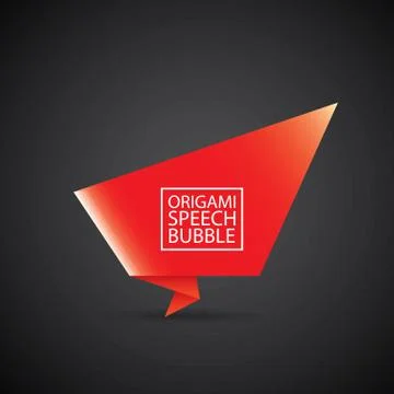 Vector red christmas origami speech bubble banner Illustrazione stock