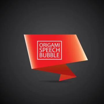 Vector red christmas origami speech bubble banner Illustrazione stock