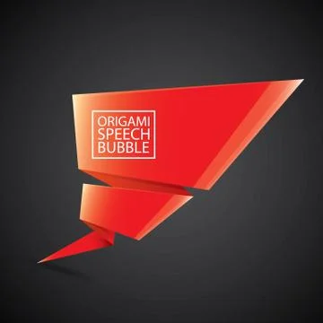 Vector red christmas origami speech bubble banner Illustrazione stock