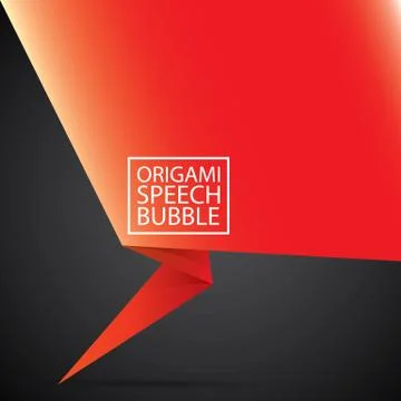 Vector red christmas origami speech bubble banner Illustrazione stock