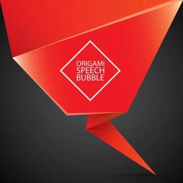 Vector red christmas origami speech bubble banner イラスト素材