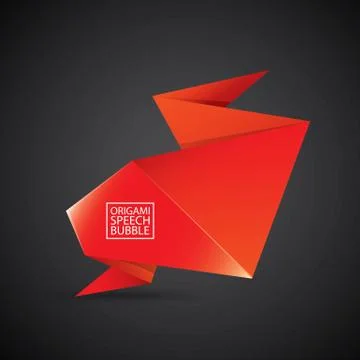 Vector red christmas origami speech bubble banner イラスト素材