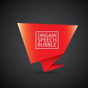 Vector red christmas origami speech bubble banner Illustrazione stock