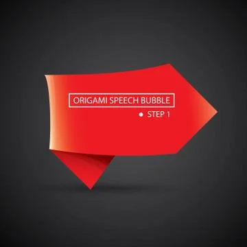 Vector red christmas origami speech bubble banner Illustrazione stock