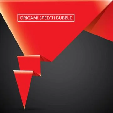 Vector red christmas origami speech bubble banner Illustrazione stock