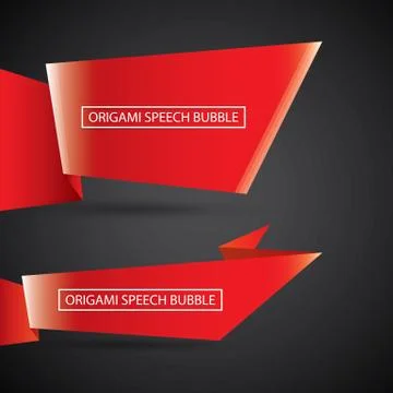 Vector red christmas origami speech bubble banner Stockillustratie