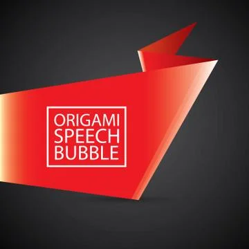 Vector red christmas origami speech bubble banner Stock Illustration
