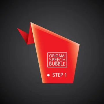 Vector red christmas origami speech bubble banner Illustrazione stock