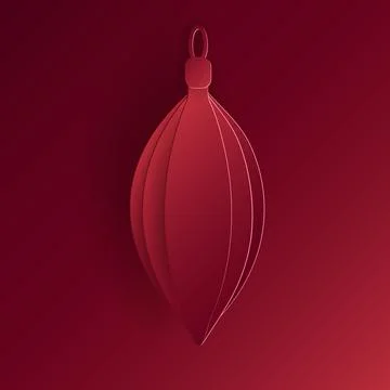 Vector red christmas paper cut 3d ball pendant Stockillustratie